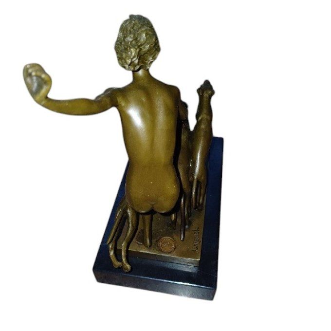 BD05.Bronze sur marbre "Diane et ses chiens