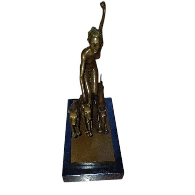 BD05.Bronze sur marbre "Diane et ses chiens