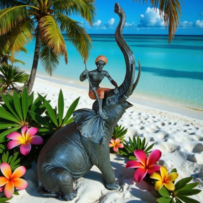 BD39.Bronze d'éléphant avec son Cornac