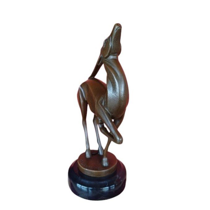 BAD05. Bronze sur marbre Gazelle art déco