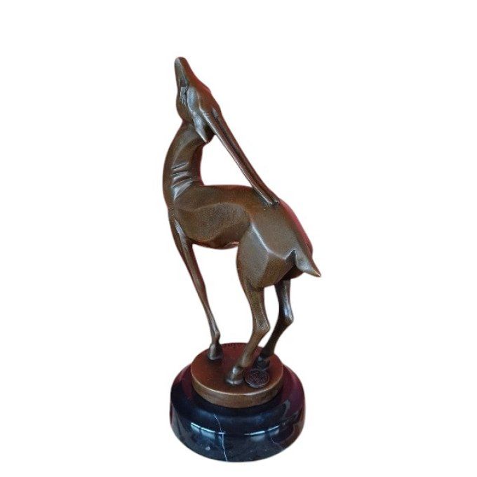 BAD05. Bronze sur marbre Gazelle art déco