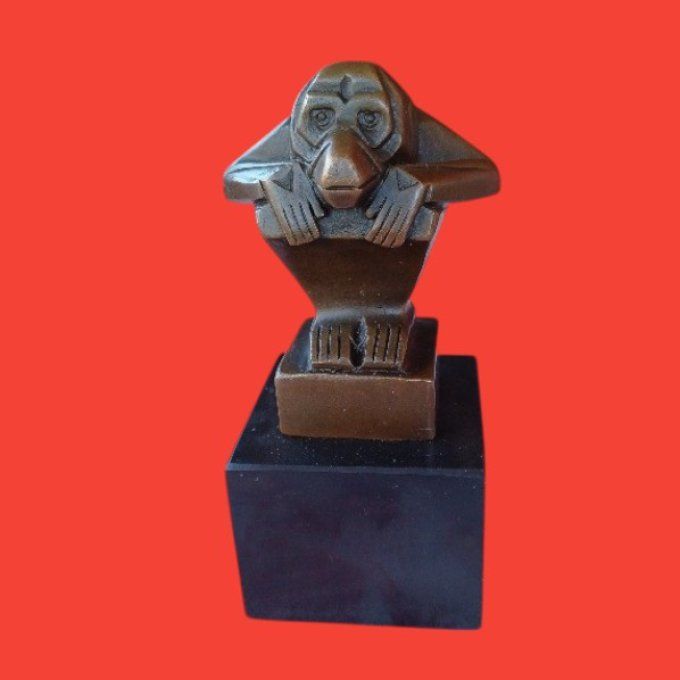 BA27. Bronze sur marbre d'un Gorille