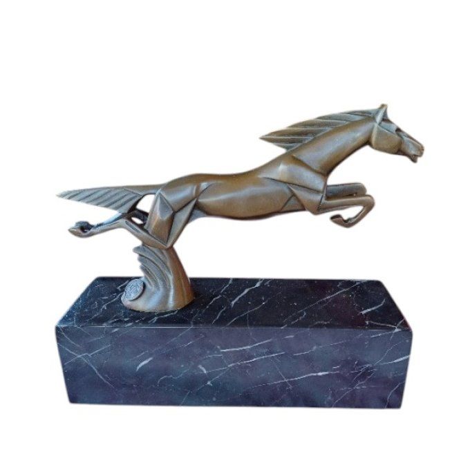 BAD13. Bronze sur marbre cheval art-déco