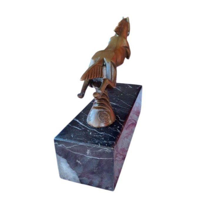 BAD13. Bronze sur marbre cheval art-déco
