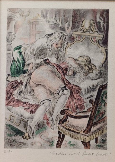 TAE18.Gravure couleurs épreuve d'artiste de Louis Berthommé st André.