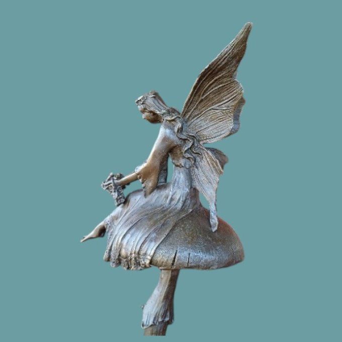 BD27.Bronze sur marbre "Fées et Champignons"