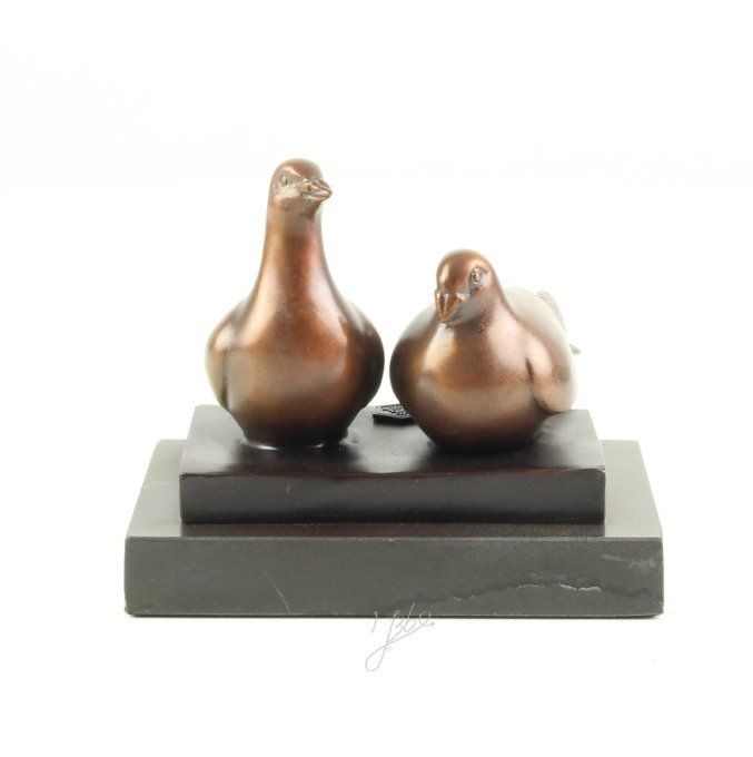 BA06. Bronze sur marbre couple pigeon