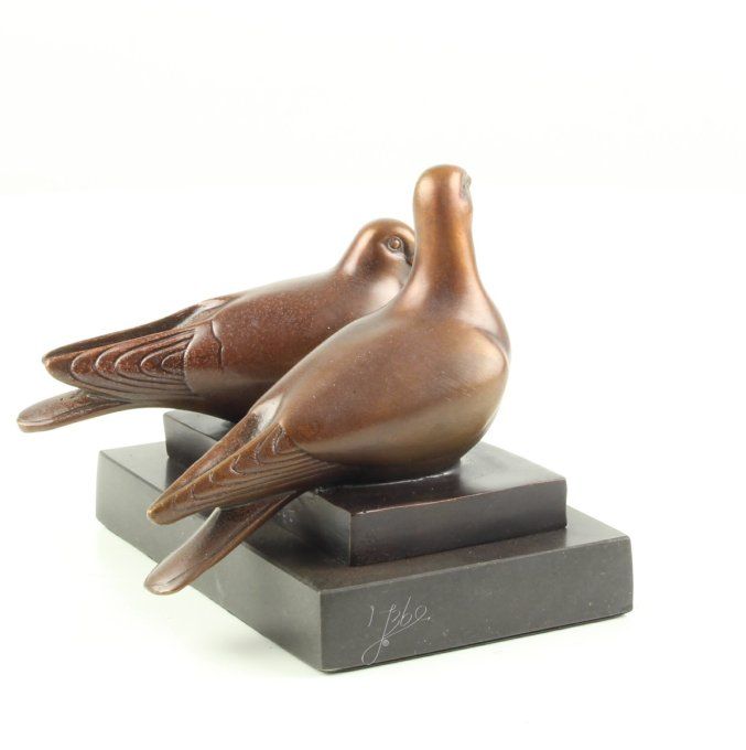 BA06. Bronze sur marbre couple pigeon