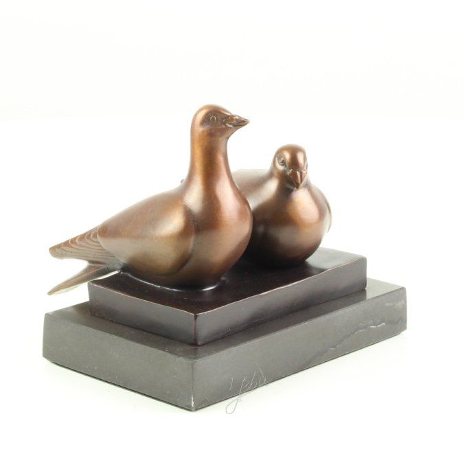 BA06. Bronze sur marbre couple pigeon