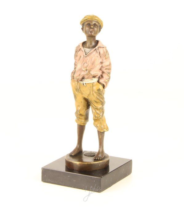 BD27.Bronze sur marbre peint "Garçon siffleur"