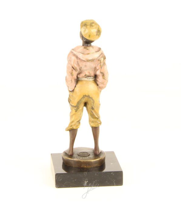 BD27.Bronze sur marbre peint "Garçon siffleur"