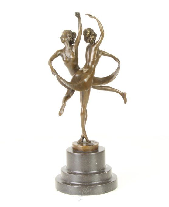 BD35. Bronze sur marbre de deux danseuses