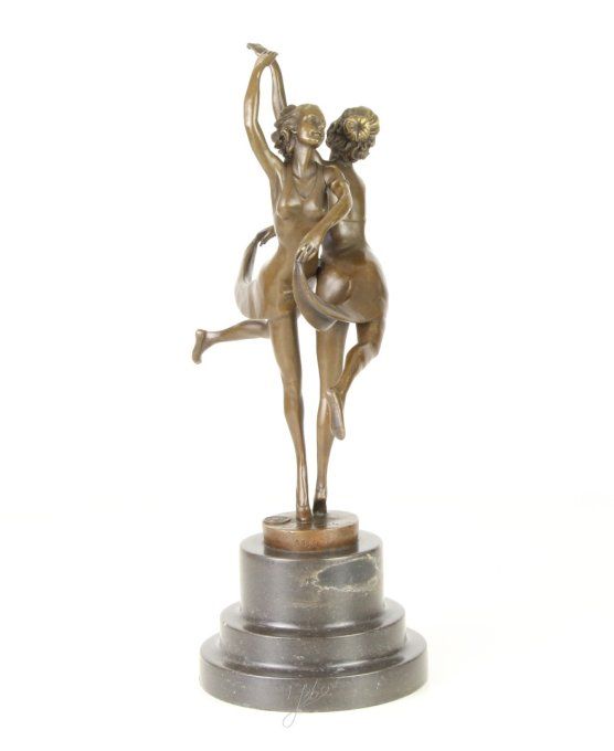 BD35. Bronze sur marbre de deux danseuses