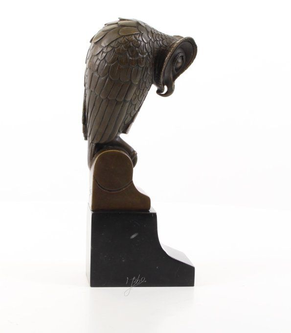 BAD06.Bronze sur marbre d'un Hibou