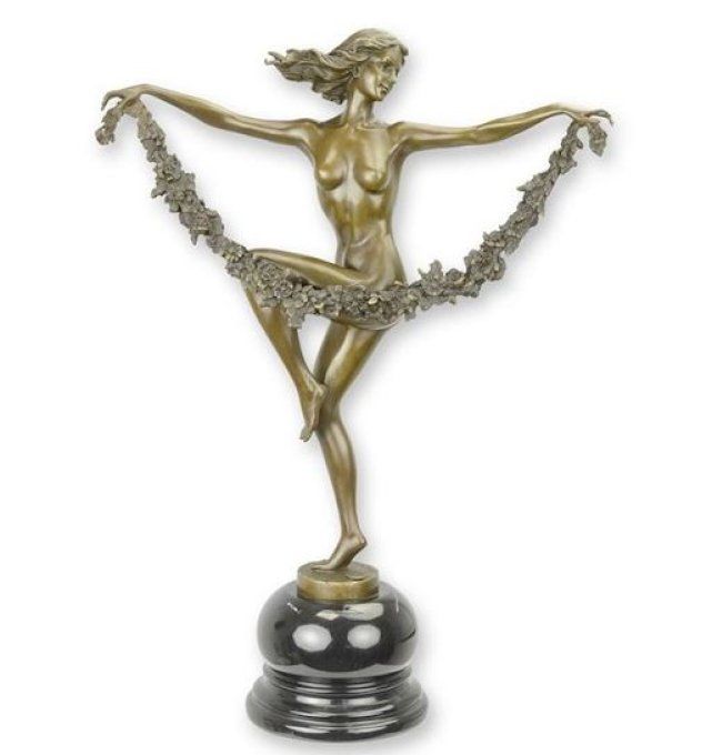 BD39. Exceptionnel bronze sur marbre d'une danseuse
