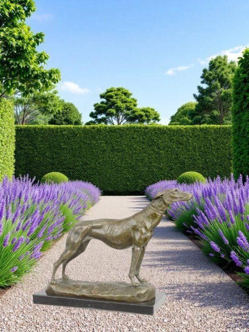 BA32. Bronze sur marbre d'un Magnifique Lévrier