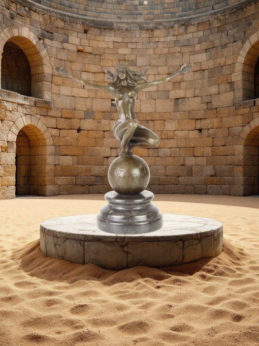 BD32. Bronze sur marbre Déesse sur le monde