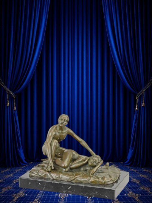 BE25.Bronze sur marbre d'un couple