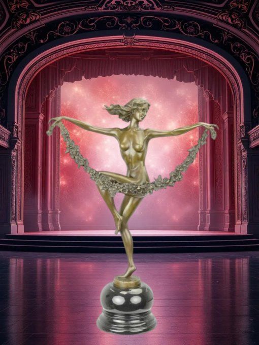 BD39. Exceptionnel bronze sur marbre d'une danseuse