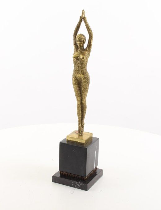 BAD11. Bronze sur marbre danseuse art-déco