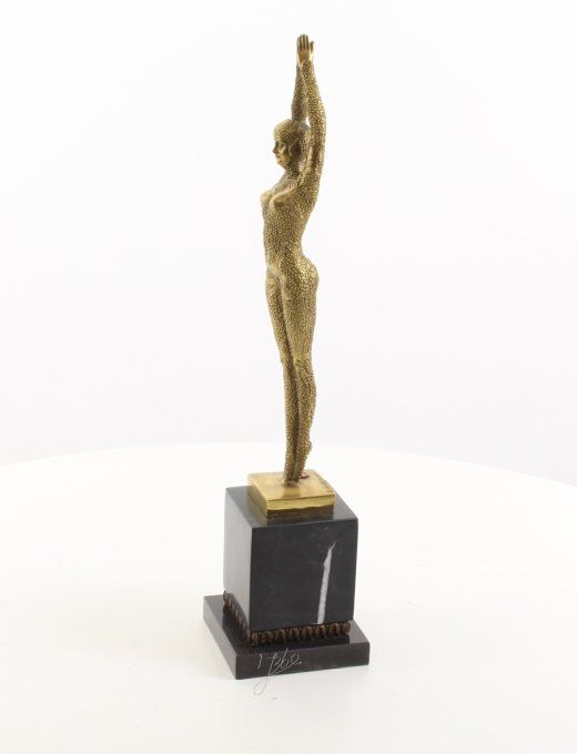 BAD11. Bronze sur marbre danseuse art-déco