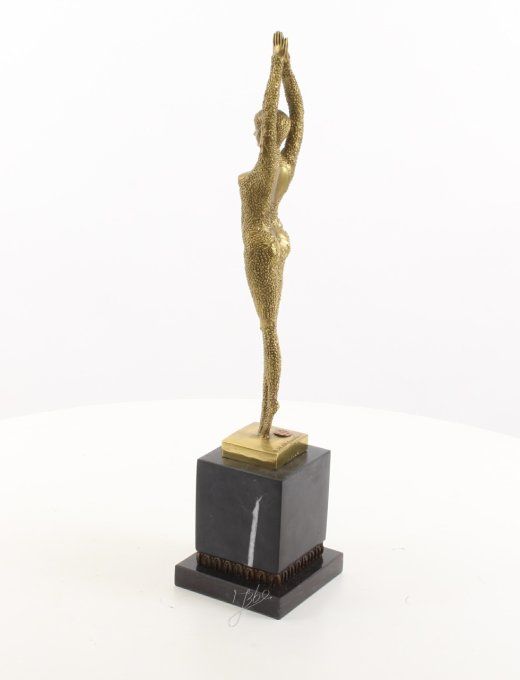 BAD11. Bronze sur marbre danseuse art-déco