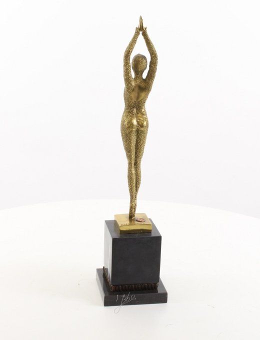 BAD11. Bronze sur marbre danseuse art-déco