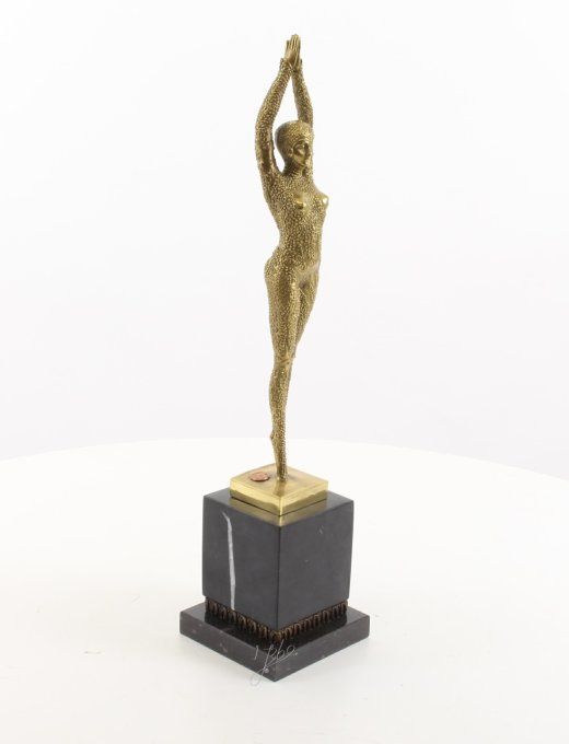 BAD11. Bronze sur marbre danseuse art-déco