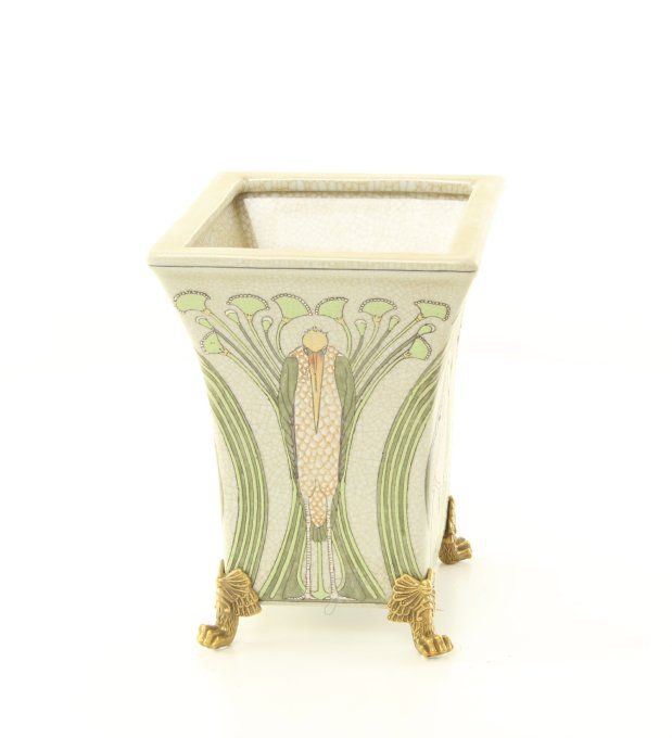 BROC.01 Vase porcelaine et bronze