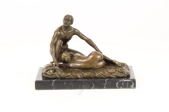 BE25.Bronze sur marbre d'un couple