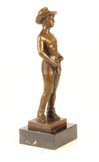 BE29.Bronze sur marbre d'un cowboy