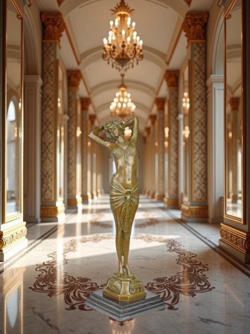 BD04.Bronze sur marbre femme au réveil