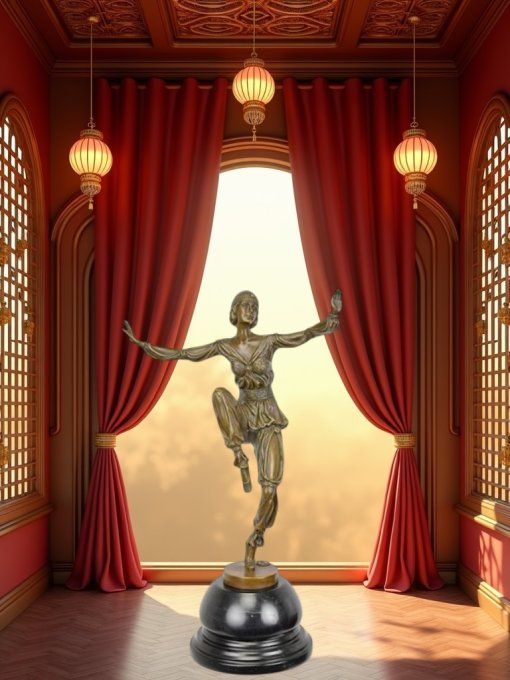 BD08. Bronze sur marbre d'une danseuse orientale