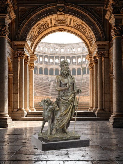 BD20. Bronze sur marbre Hadès et Cerbère