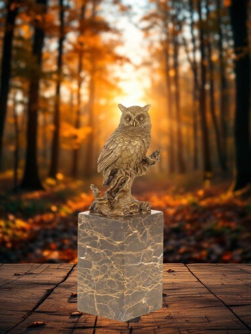 BA18.Bronze sur marbre d'un Hibou