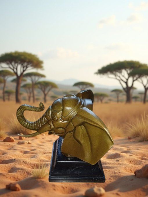 BA16.Bronze sur marbre "tête d'éléphant"