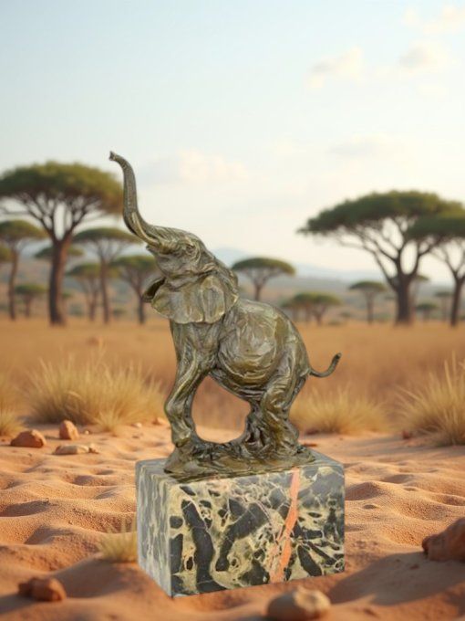 BA15. Bronze sur marbre d'un éléphant