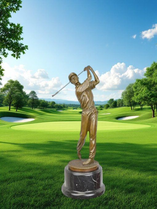 BD17.Bronze sur marbre d'un Golfeur