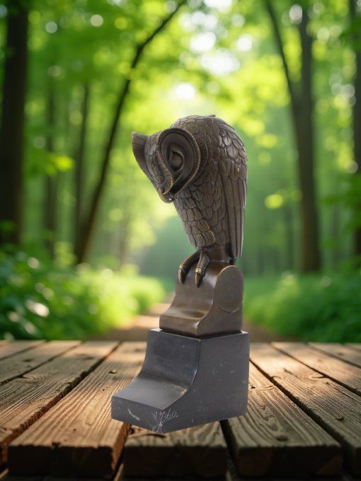 BAD06.Bronze sur marbre d'un Hibou