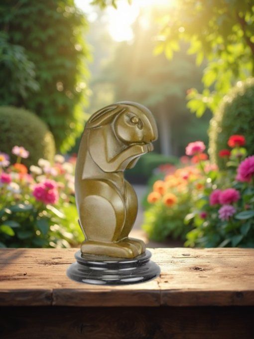 BAD04. Bronze sur marbre d'un lapin art-déco