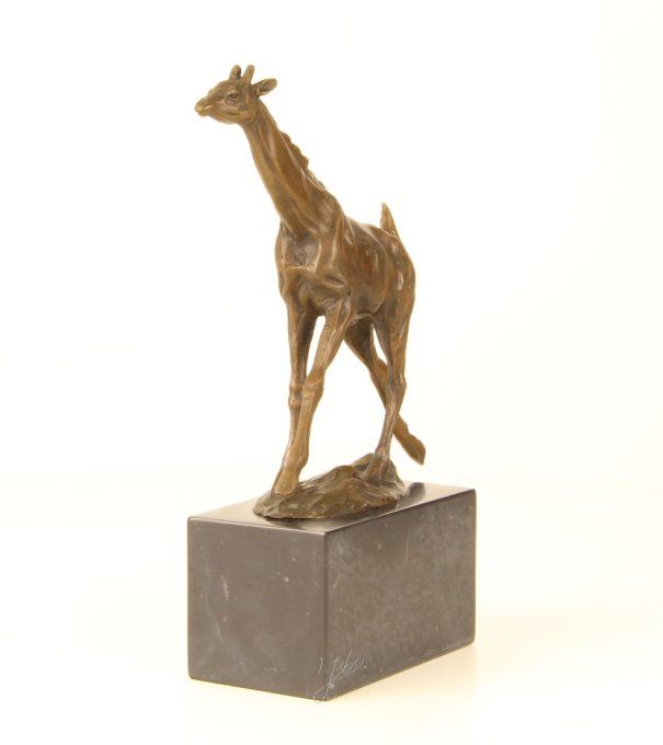 BA14.Bronze sur marbre d'une girafe