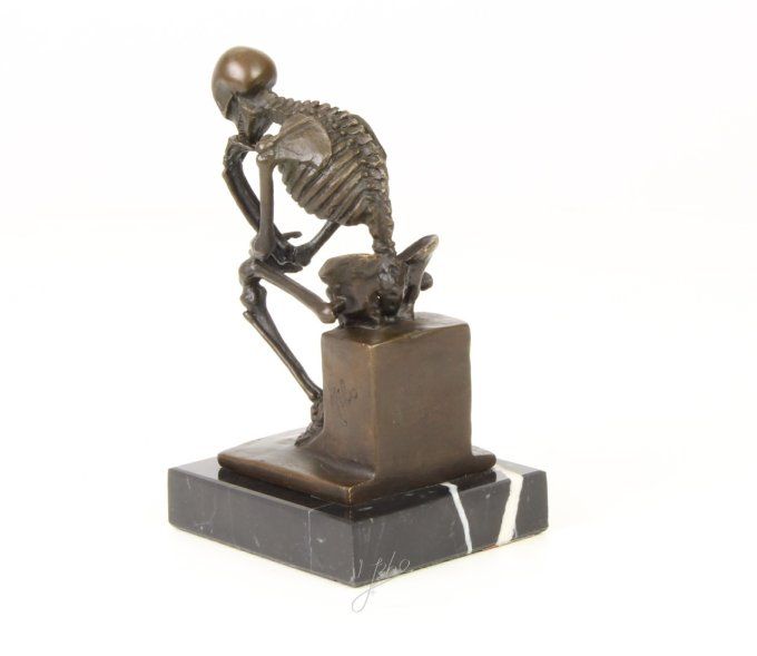 BD14. Bronze sur marbre d'un Squelette penseur