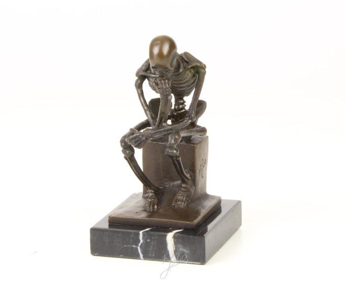BD14. Bronze sur marbre d'un Squelette penseur