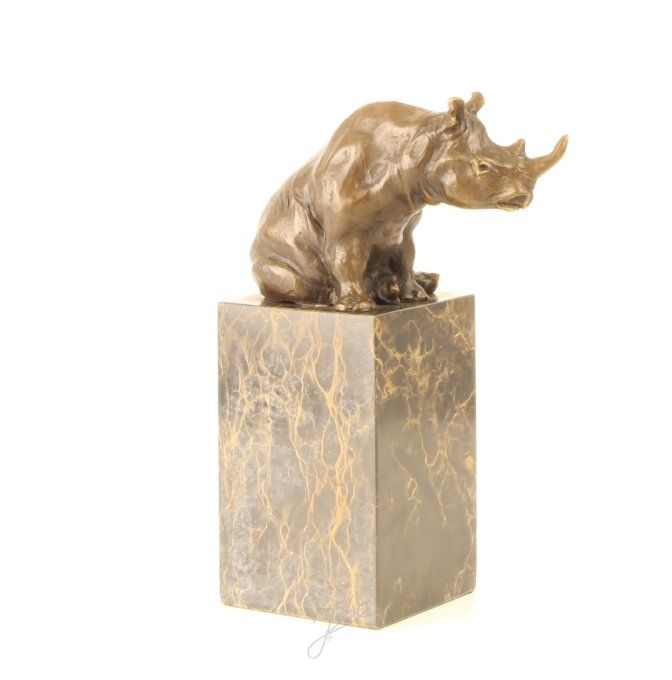 BA05.Bronze sur marbre d'un Rhinocéros
