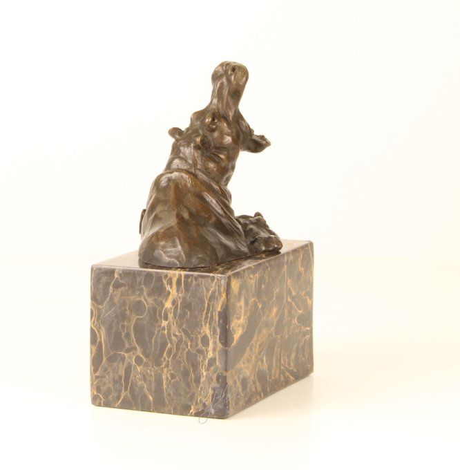 BA13.Bronze sur marbre d'un Hippopotame