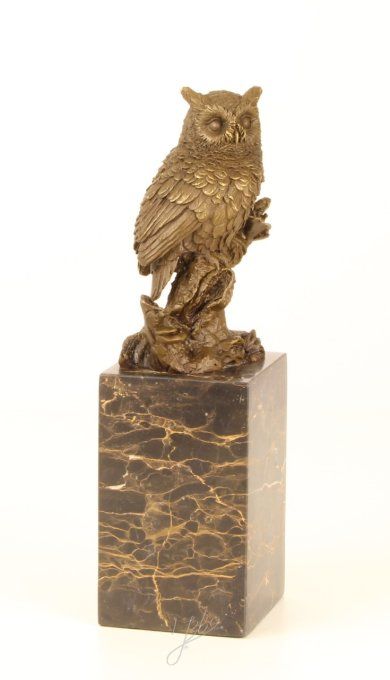 BA18.Bronze sur marbre d'un Hibou