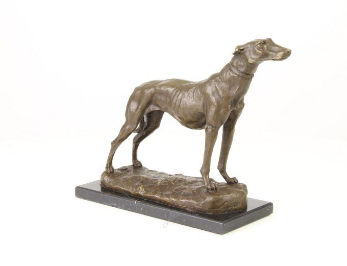 BA32. Bronze sur marbre d'un Magnifique Lévrier