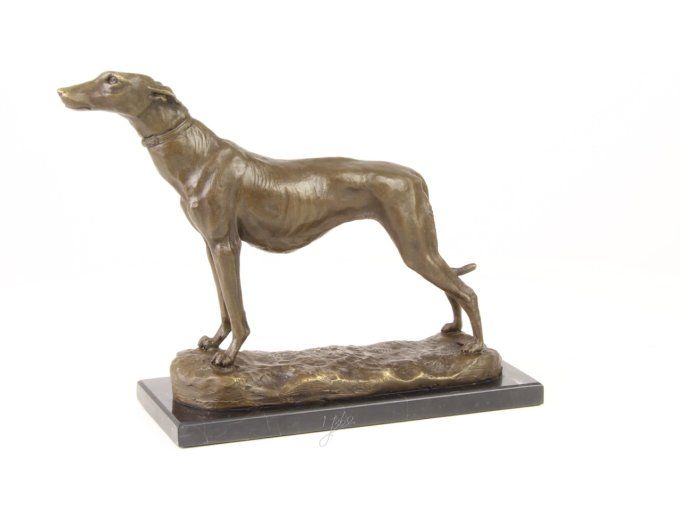 BA32. Bronze sur marbre d'un Magnifique Lévrier