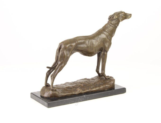 BA32. Bronze sur marbre d'un Magnifique Lévrier