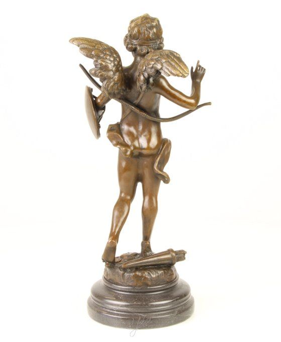 BD16.Bronze sur marbre Angelot avec bouclier